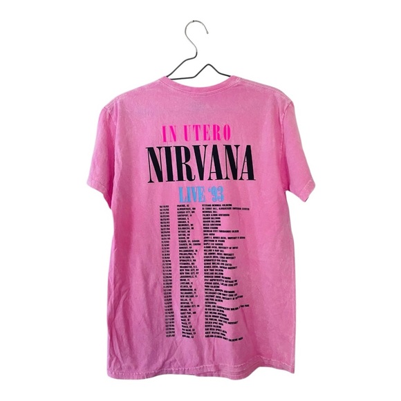 NIRVANA Pink In Utero Live 93 Concert T Shirt Angel Graphic Tee Women’s Medium - Picture 2 of 9